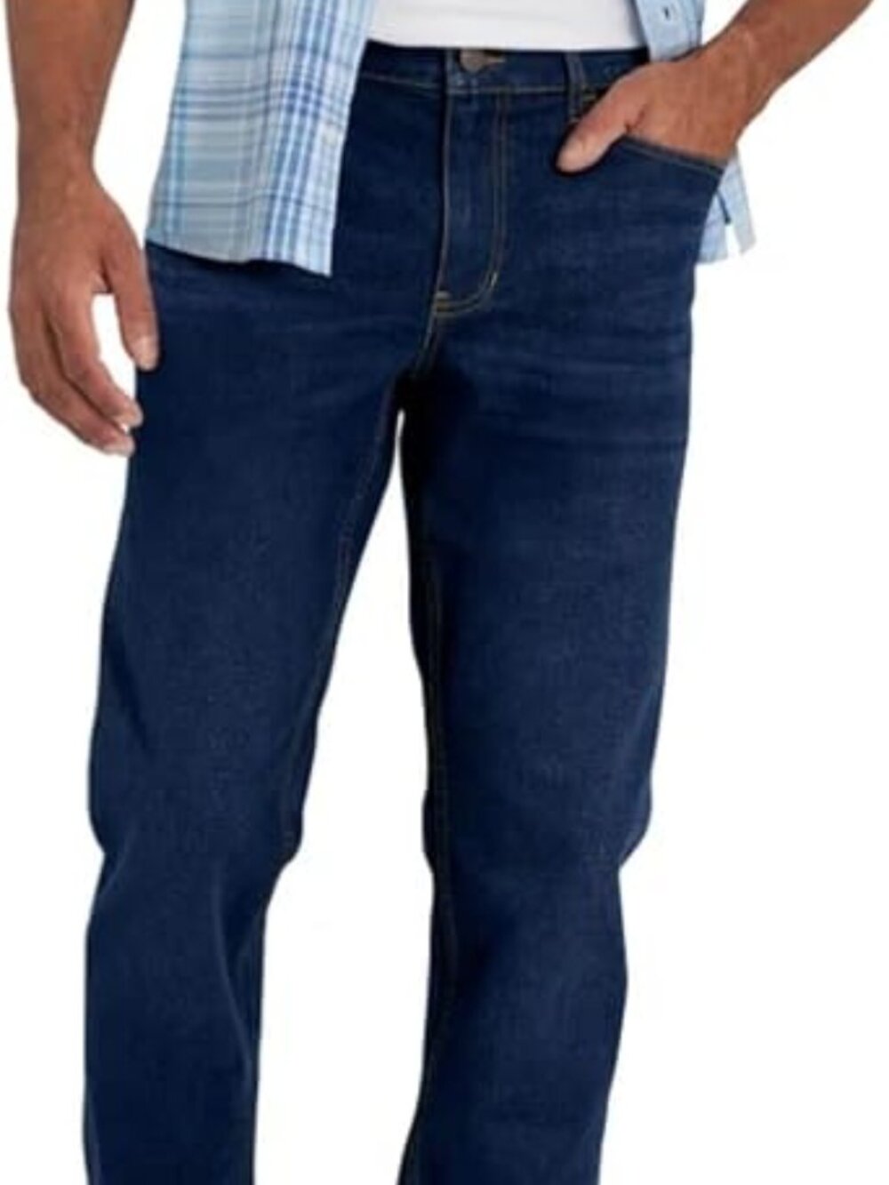 NWT Men's Izod Saltwater Straight Fit Stretch Denim Jeans, Dark Blue, Size 38x29